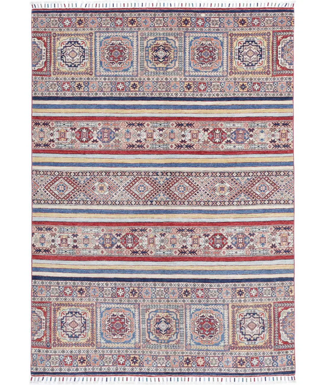 Hand Knotted Khurjeen Wool Rug - 5&#39;4&#39;&#39; x 7&#39;9&#39;&#39;