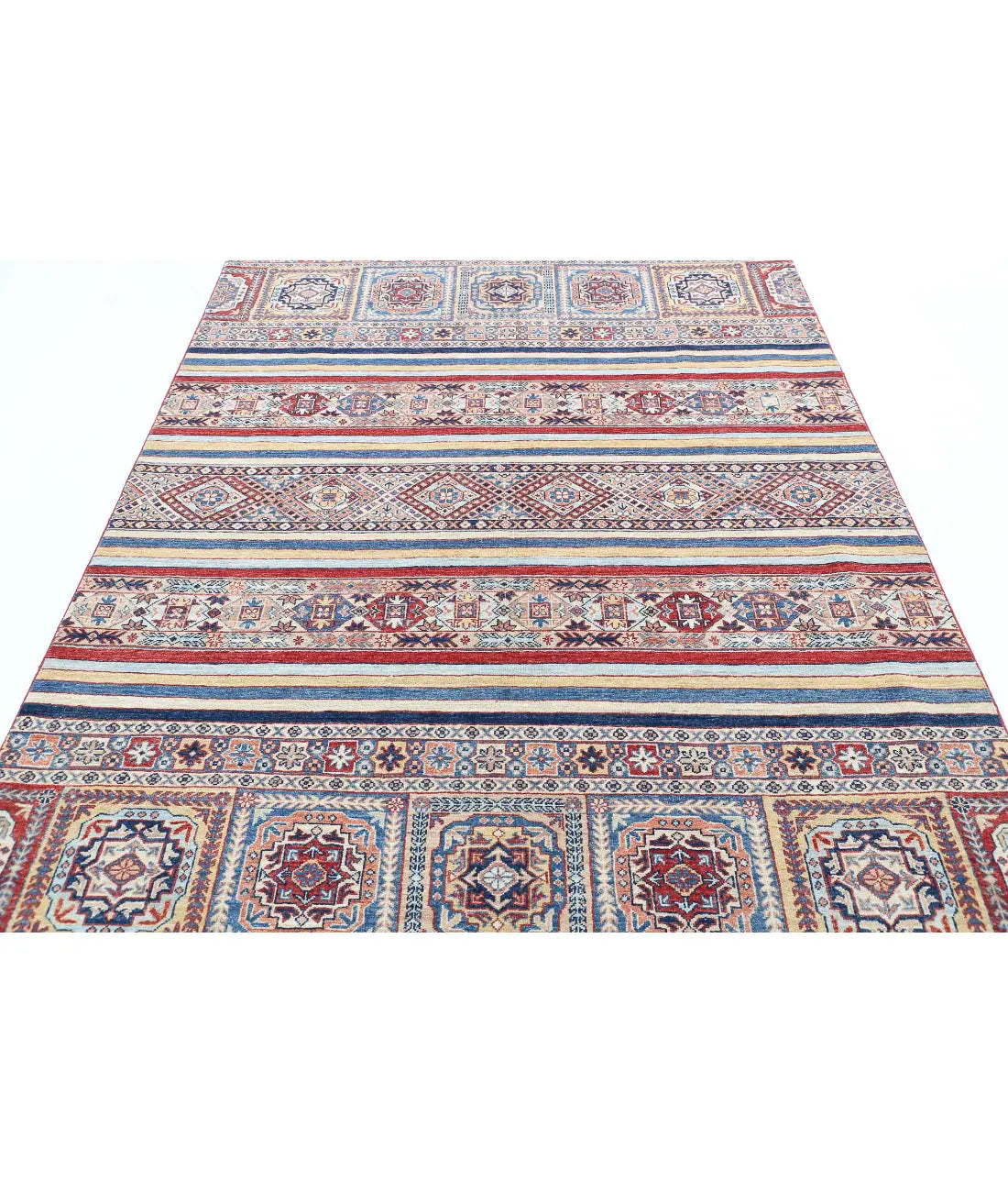 Hand Knotted Khurjeen Wool Rug - 5'4'' x 7'9''