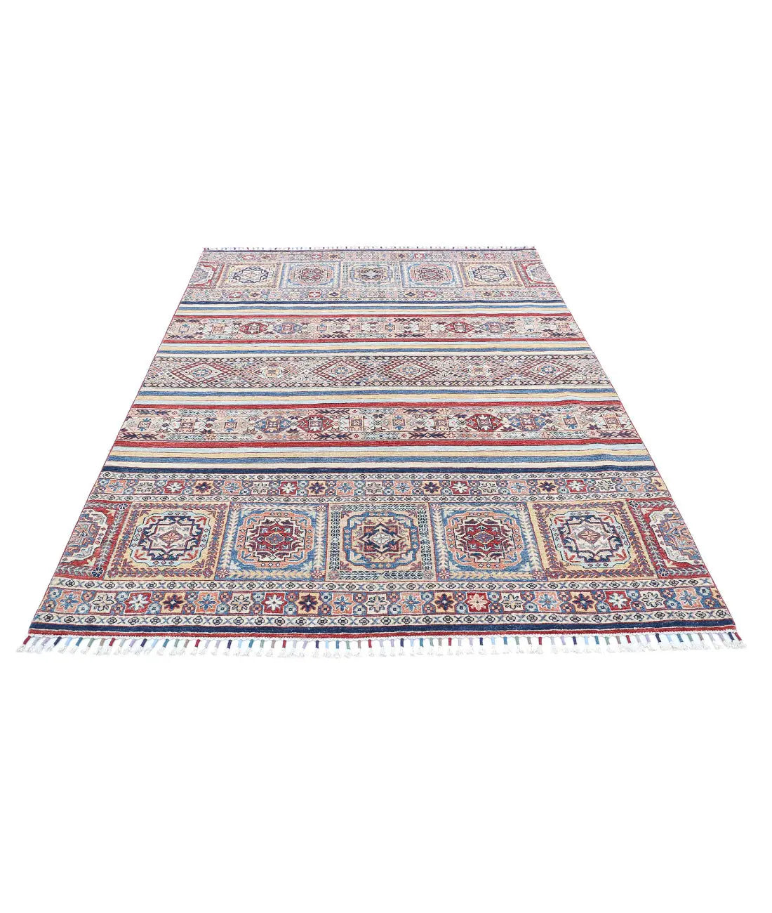 Hand Knotted Khurjeen Wool Rug - 5'4'' x 7'9''