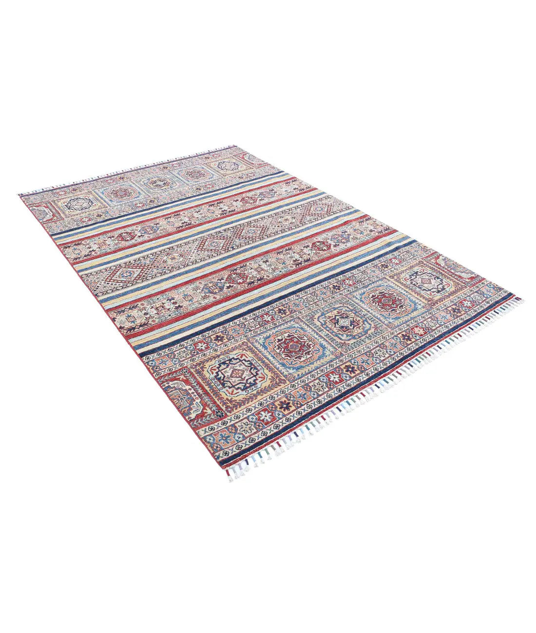 Hand Knotted Khurjeen Wool Rug - 5'4'' x 7'9''