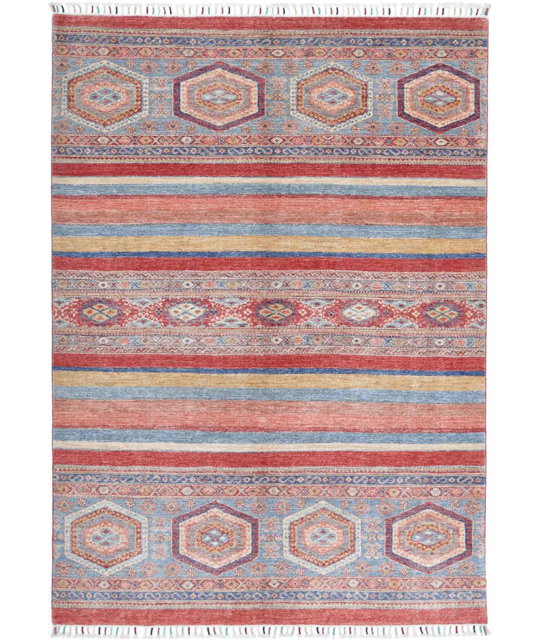 Hand Knotted Khurjeen Wool Rug - 5'6'' x 8'0''