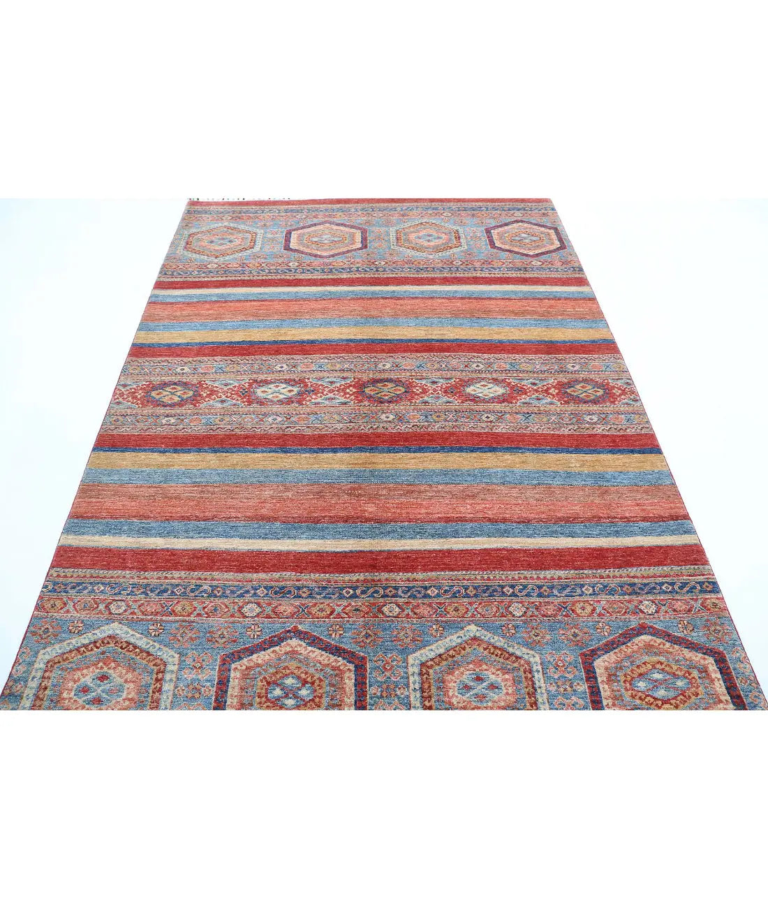 Hand Knotted Khurjeen Wool Rug - 5'6'' x 8'0''