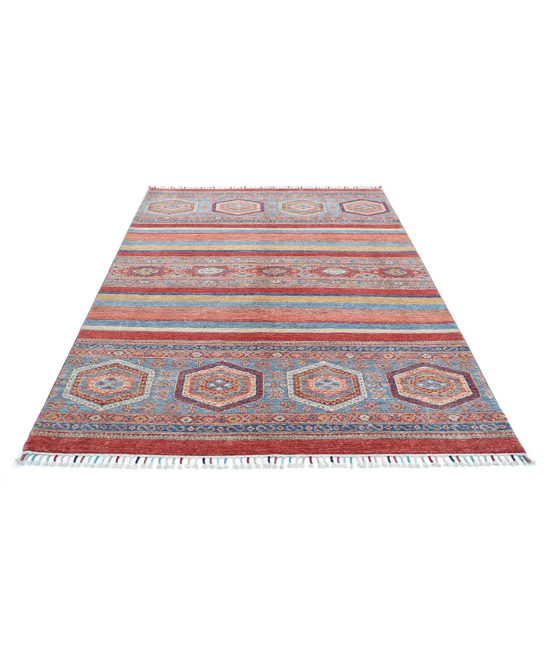 Hand Knotted Khurjeen Wool Rug - 5'6'' x 8'0''