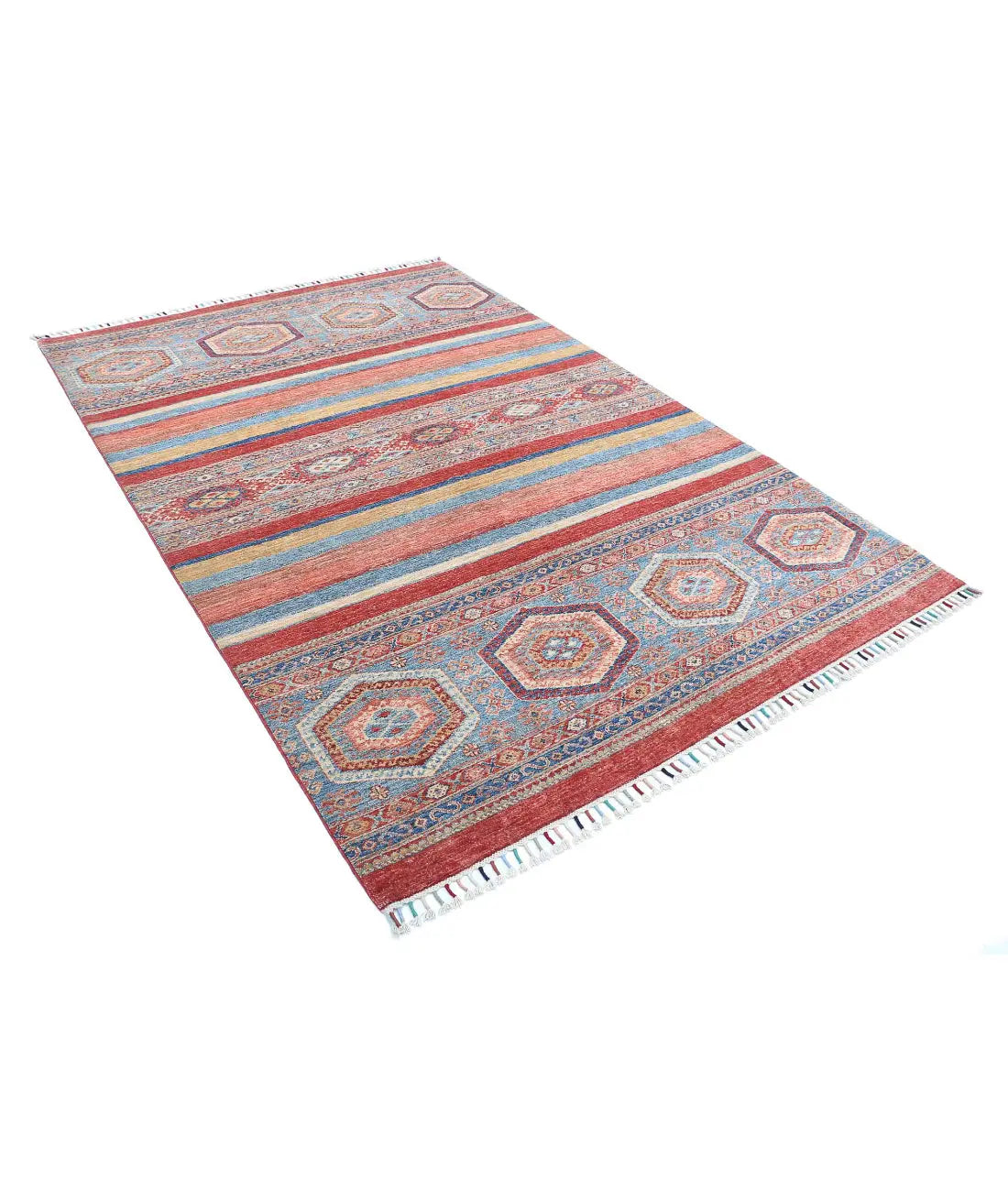 Hand Knotted Khurjeen Wool Rug - 5'6'' x 8'0''