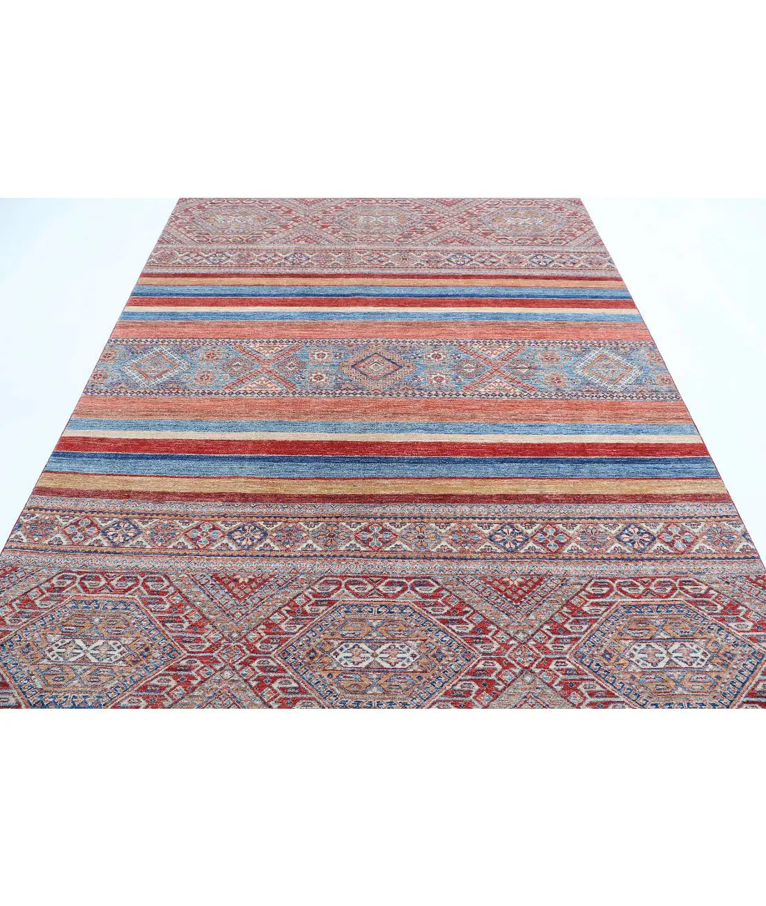 Hand Knotted Khurjeen Wool Rug - 6'7'' x 9'7''