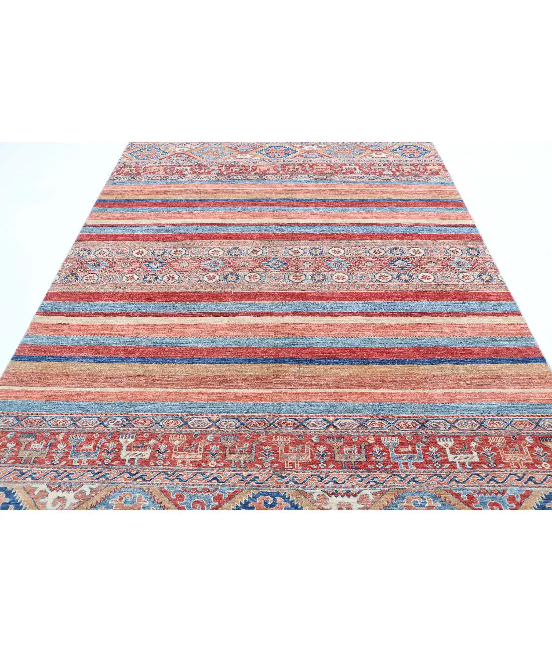 Hand Knotted Khurjeen Wool Rug - 6'7'' x 9'9''