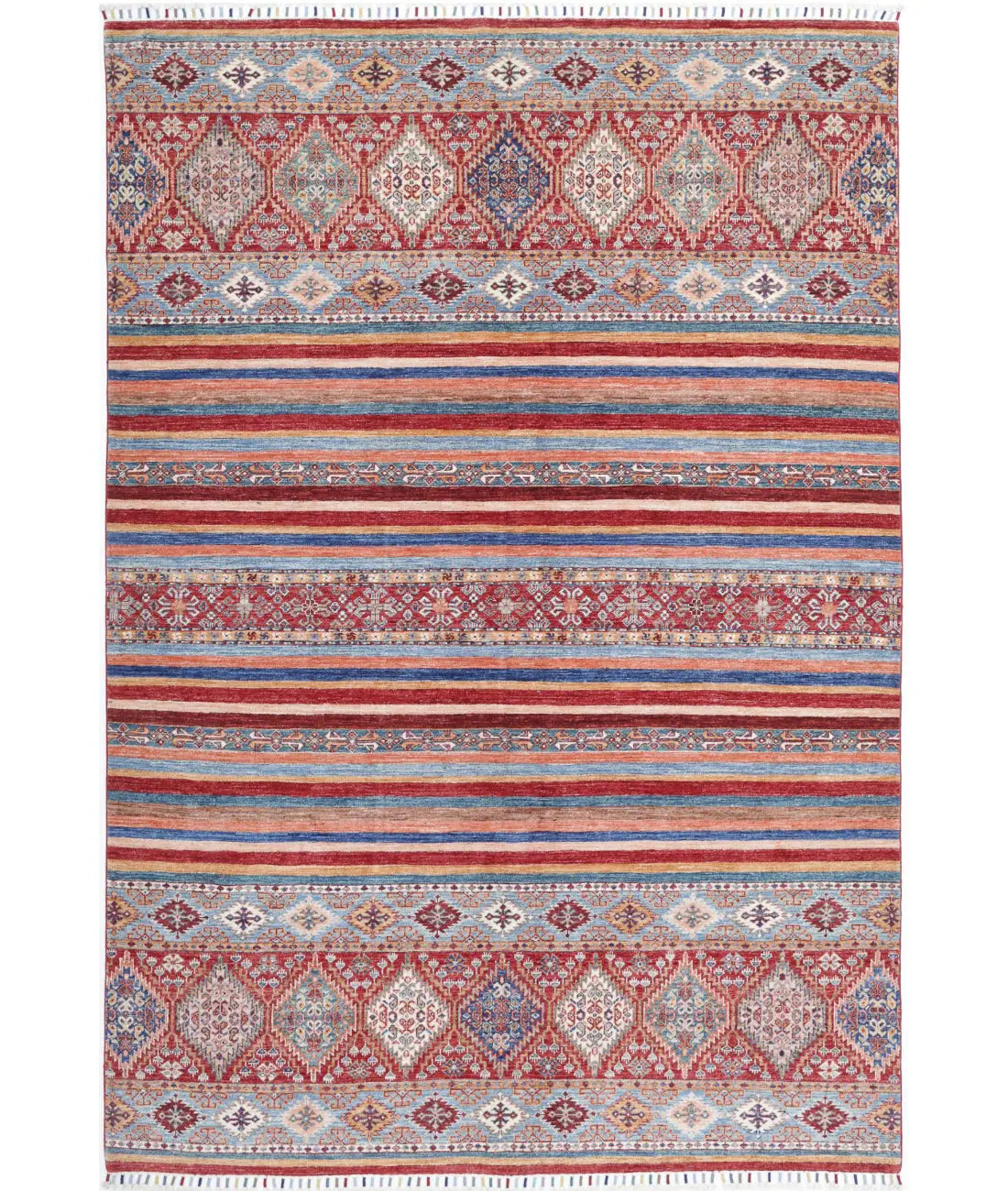 Hand Knotted Khurjeen Wool Rug - 6&#39;8&#39;&#39; x 9&#39;10&#39;&#39;
