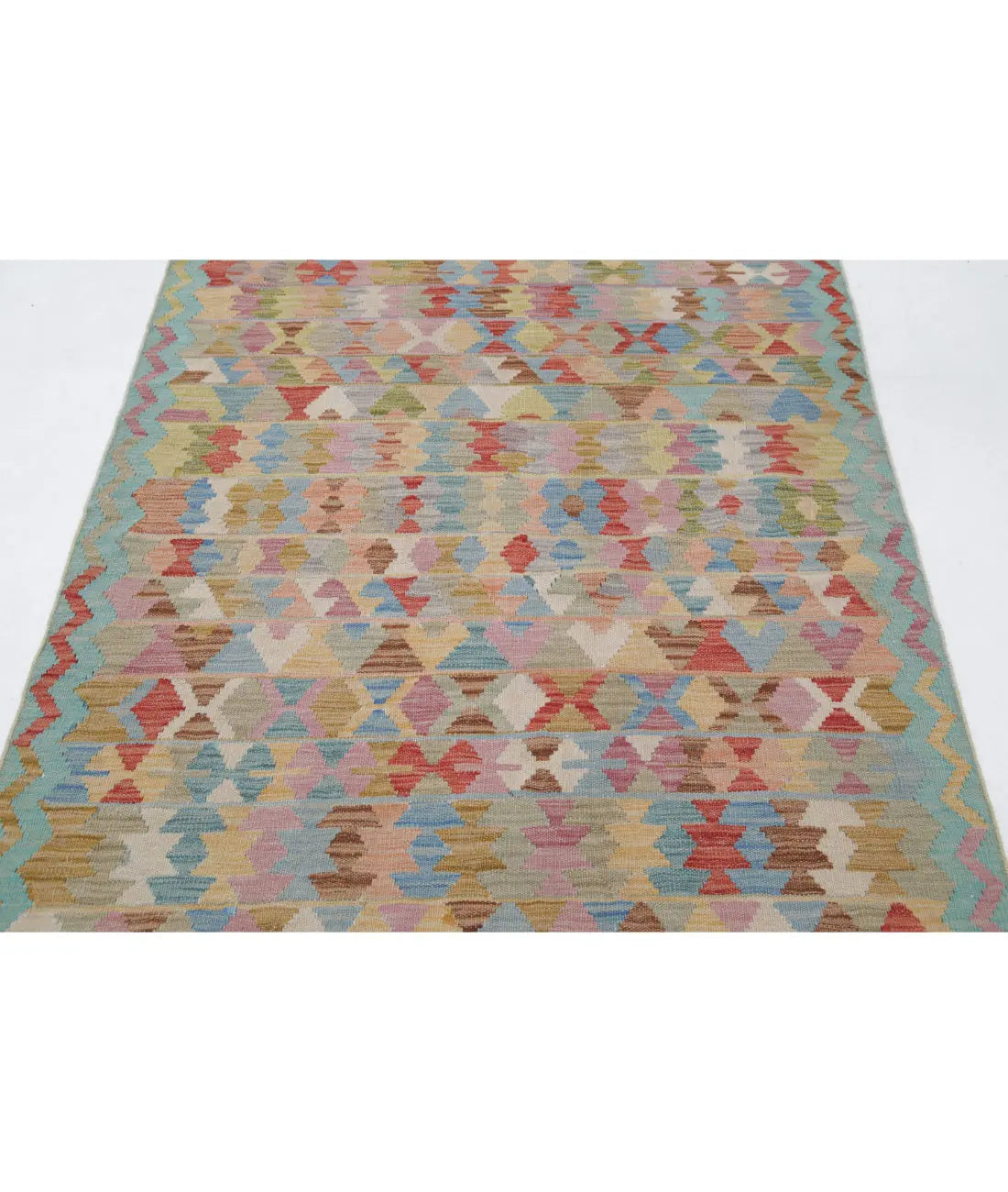 Hand Woven Maimana Kilim Wool Kilim Rug - 4'0'' x 5'6''