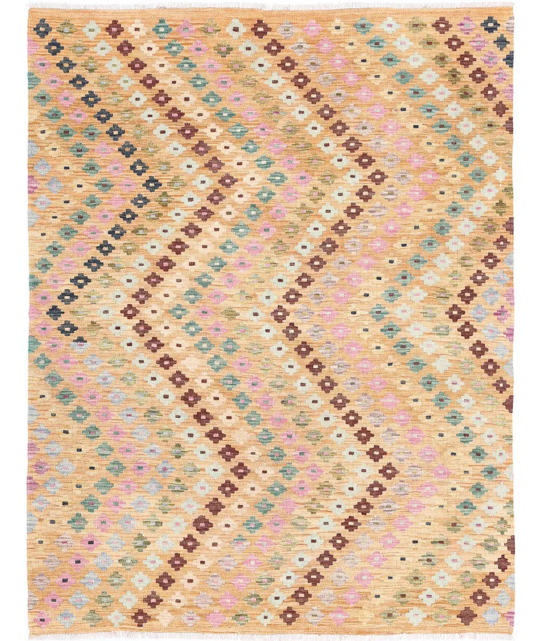 Hand Woven Maimana Kilim Wool Kilim Rug - 4&#39;10&#39;&#39; x 6&#39;4&#39;&#39;