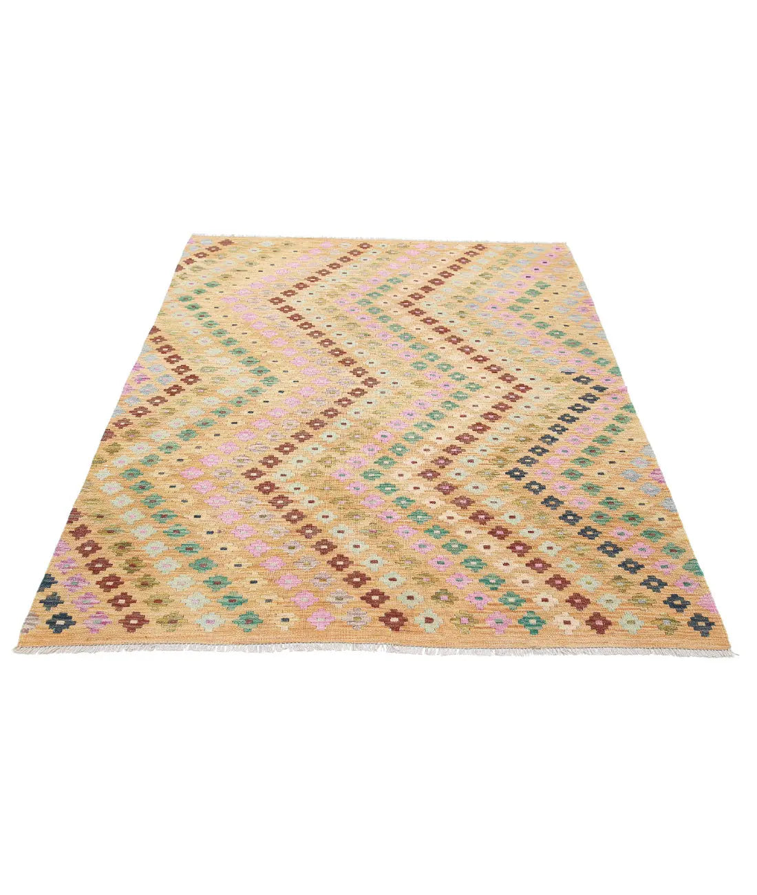 Hand Woven Maimana Kilim Wool Kilim Rug - 4'10'' x 6'4''