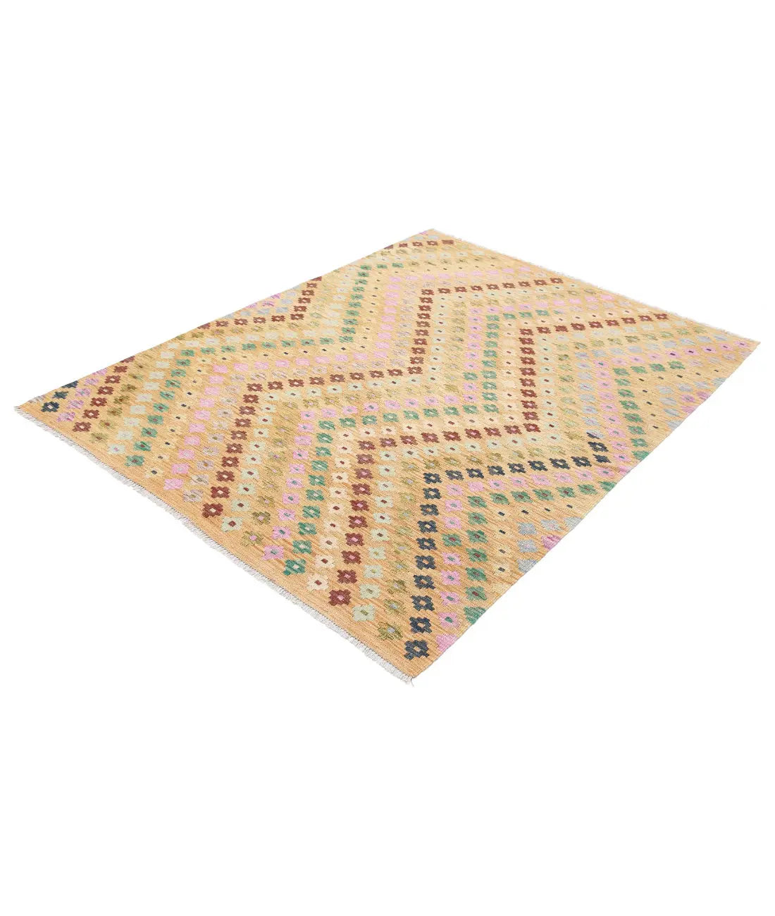 Hand Woven Maimana Kilim Wool Kilim Rug - 4'10'' x 6'4''