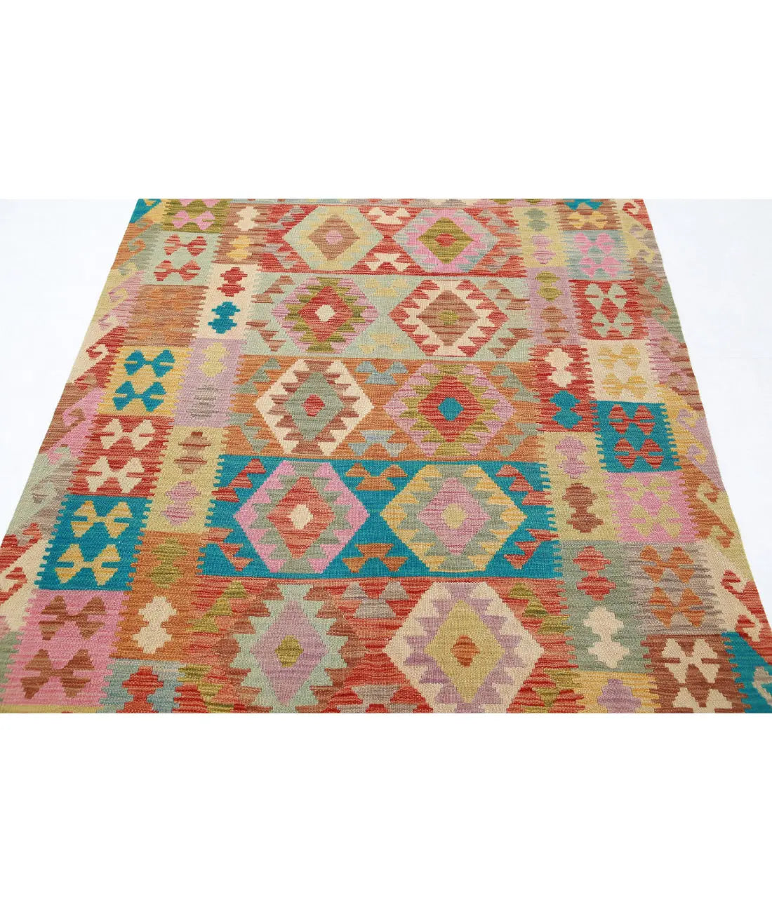 Hand Woven Maimana Kilim Wool Kilim Rug - 4'10'' x 6'6''