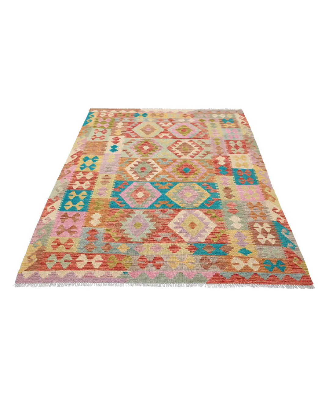 Hand Woven Maimana Kilim Wool Kilim Rug - 4'10'' x 6'6''