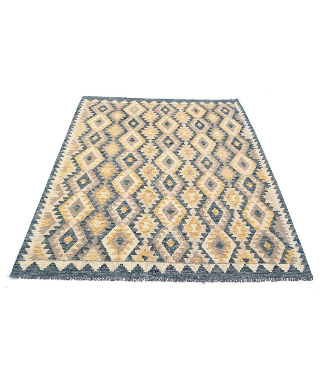 Hand Woven Maimana Kilim Wool Kilim Rug - 4'10'' x 6'8''