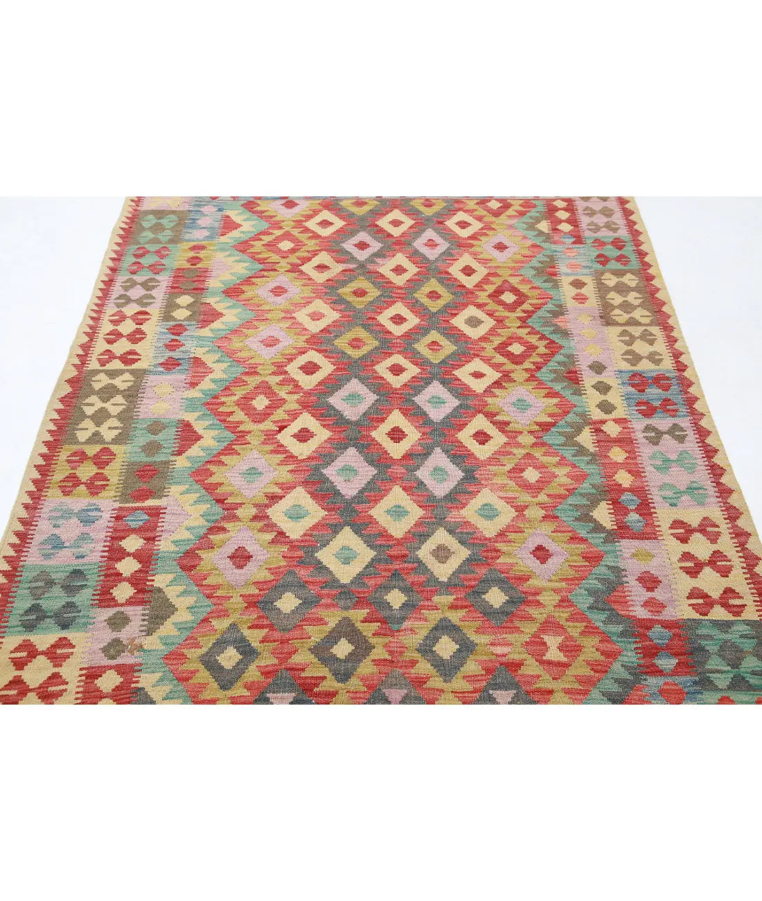 Hand Woven Maimana Kilim Wool Kilim Rug - 4'11'' x 6'1''