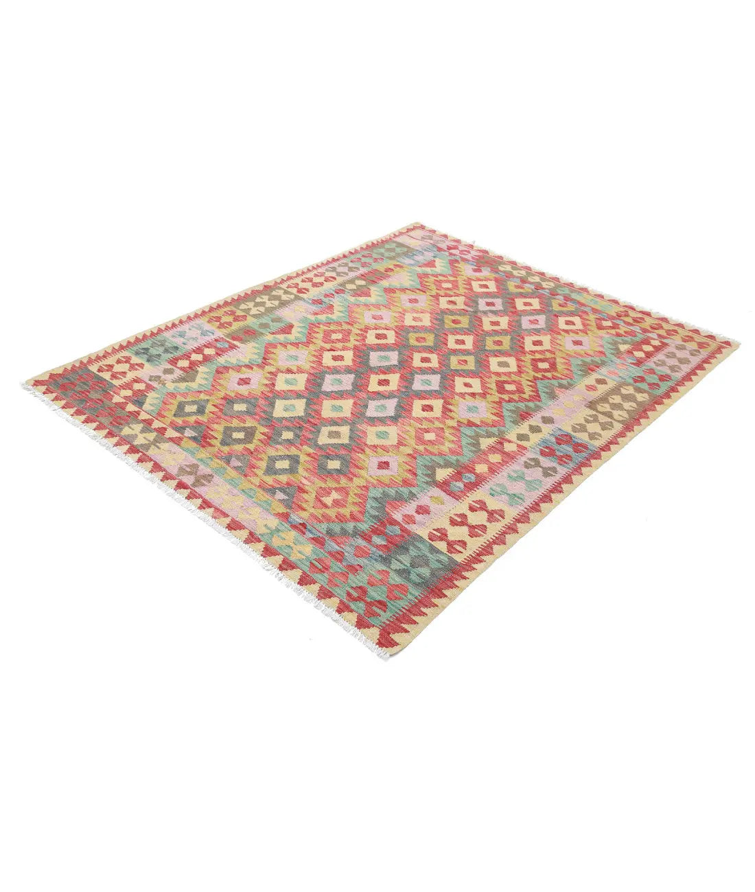 Hand Woven Maimana Kilim Wool Kilim Rug - 4'11'' x 6'1''