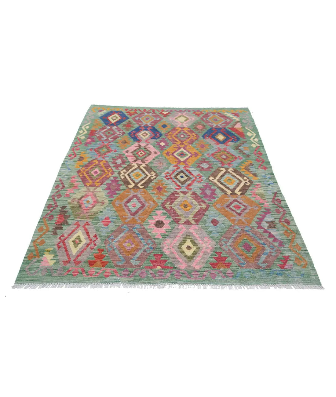 Hand Woven Maimana Kilim Wool Kilim Rug - 4'11'' x 6'4''