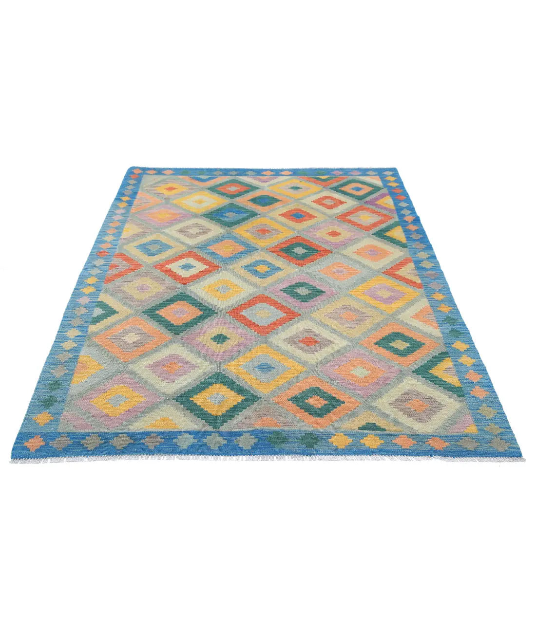 Hand Woven Maimana Kilim Wool Kilim Rug - 4'11'' x 6'5''