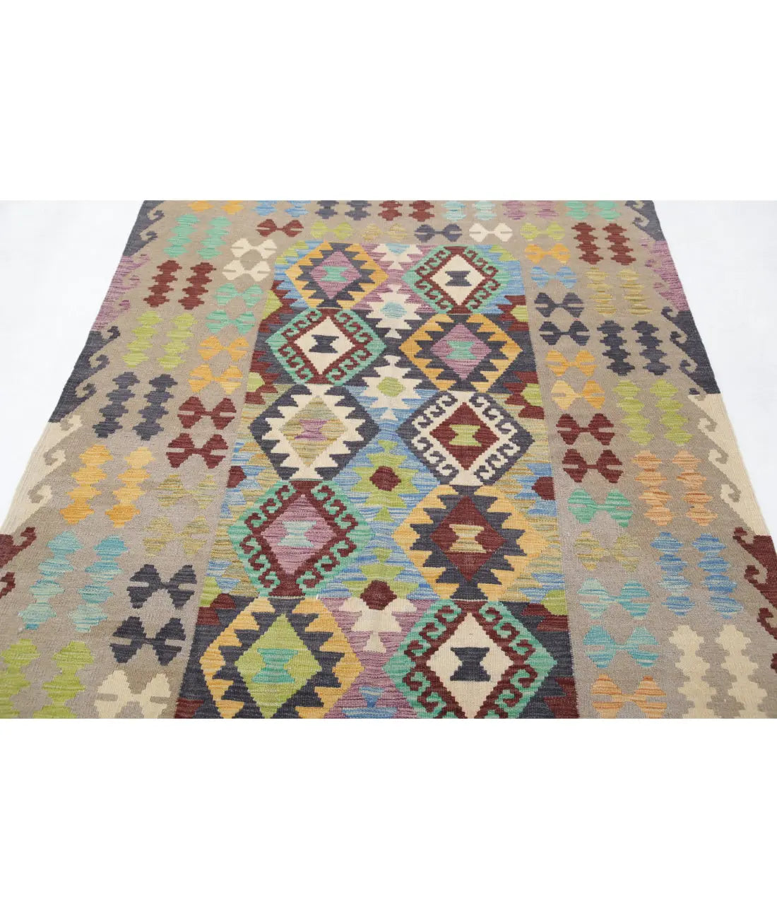 Hand Woven Maimana Kilim Wool Kilim Rug - 4'11'' x 6'5''