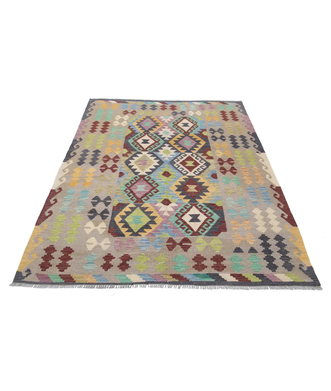 Hand Woven Maimana Kilim Wool Kilim Rug - 4'11'' x 6'5''