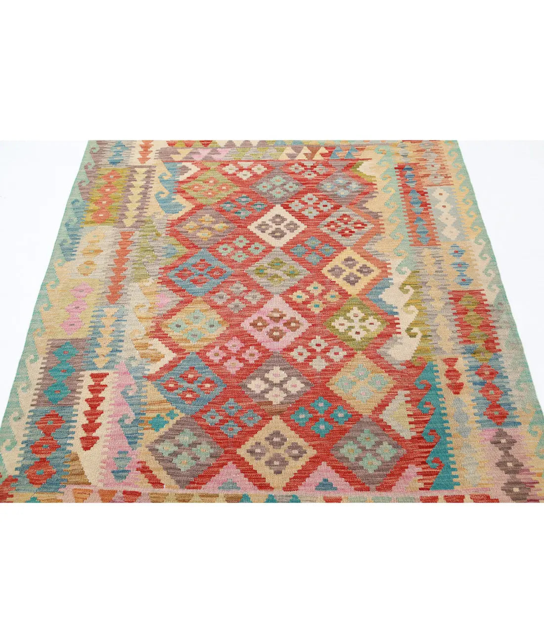 Hand Woven Maimana Kilim Wool Kilim Rug - 4'11'' x 6'7''