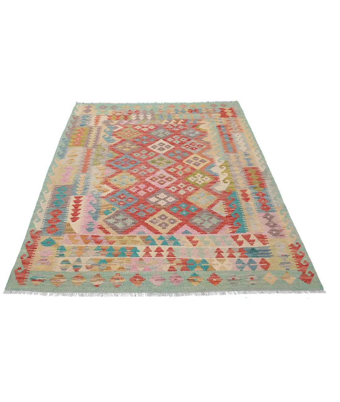 Hand Woven Maimana Kilim Wool Kilim Rug - 4'11'' x 6'7''