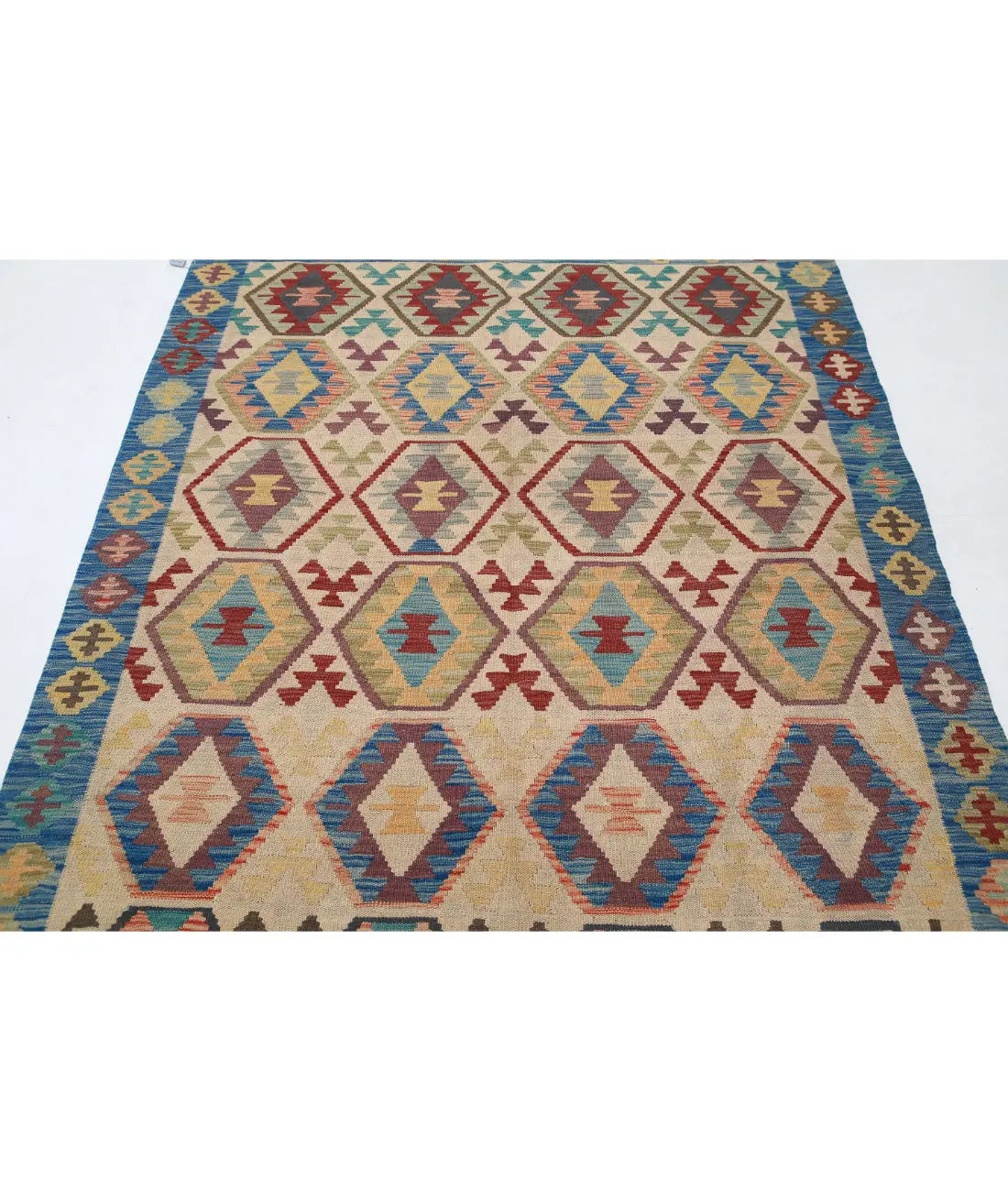 Hand Woven Maimana Kilim Wool Kilim Rug - 4'11'' x 6'9''