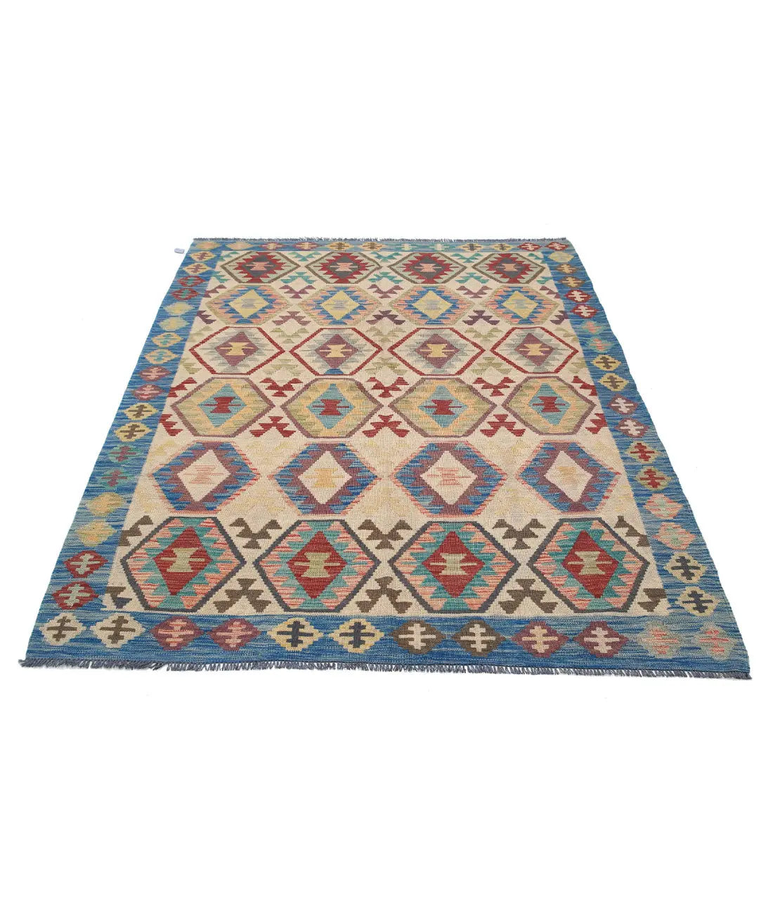 Hand Woven Maimana Kilim Wool Kilim Rug - 4'11'' x 6'9''