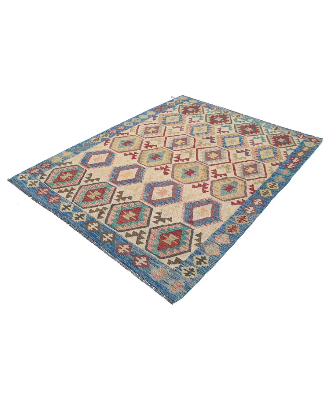 Hand Woven Maimana Kilim Wool Kilim Rug - 4'11'' x 6'9''