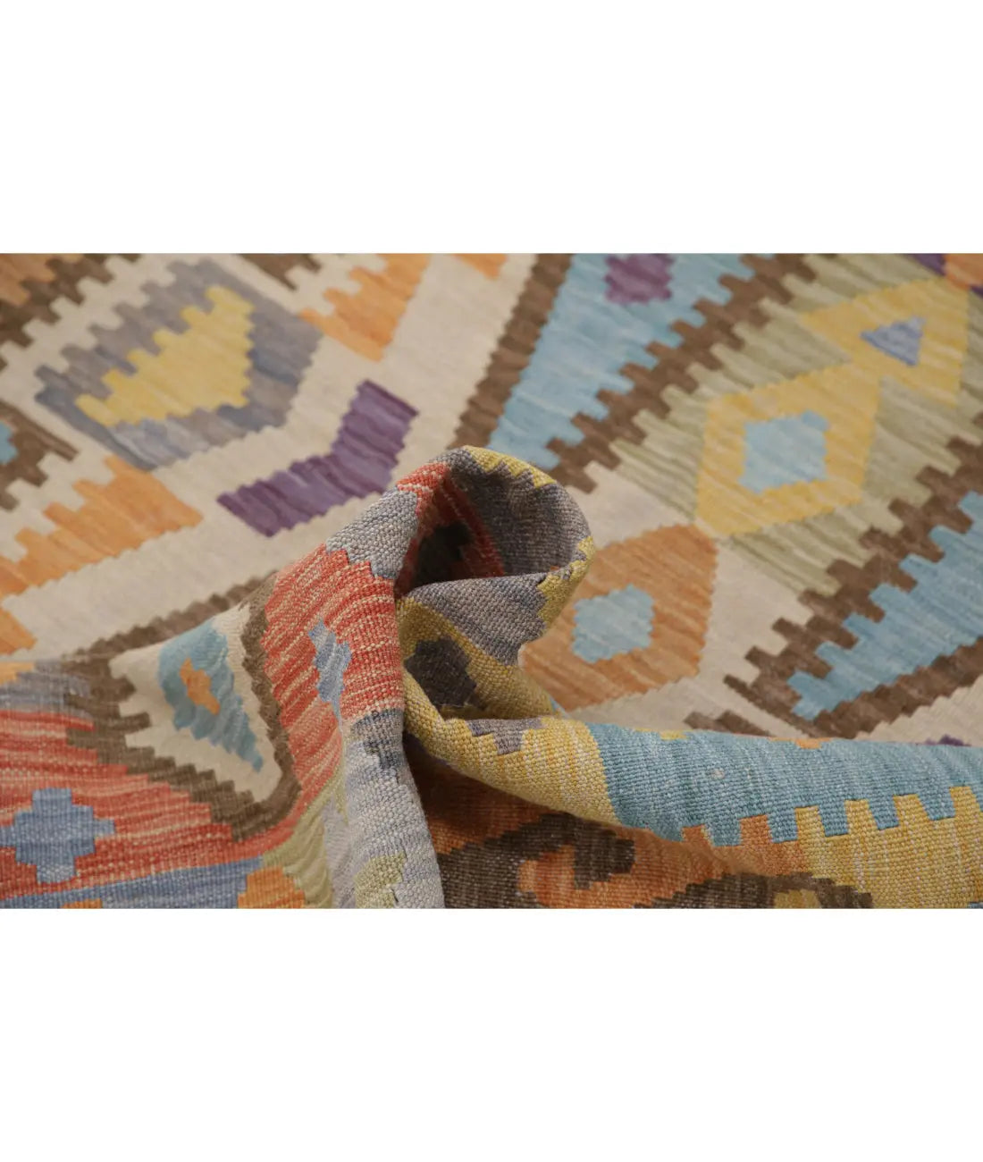 Hand Woven Maimana Kilim Wool Kilim Rug - 4'3'' x 5'10''