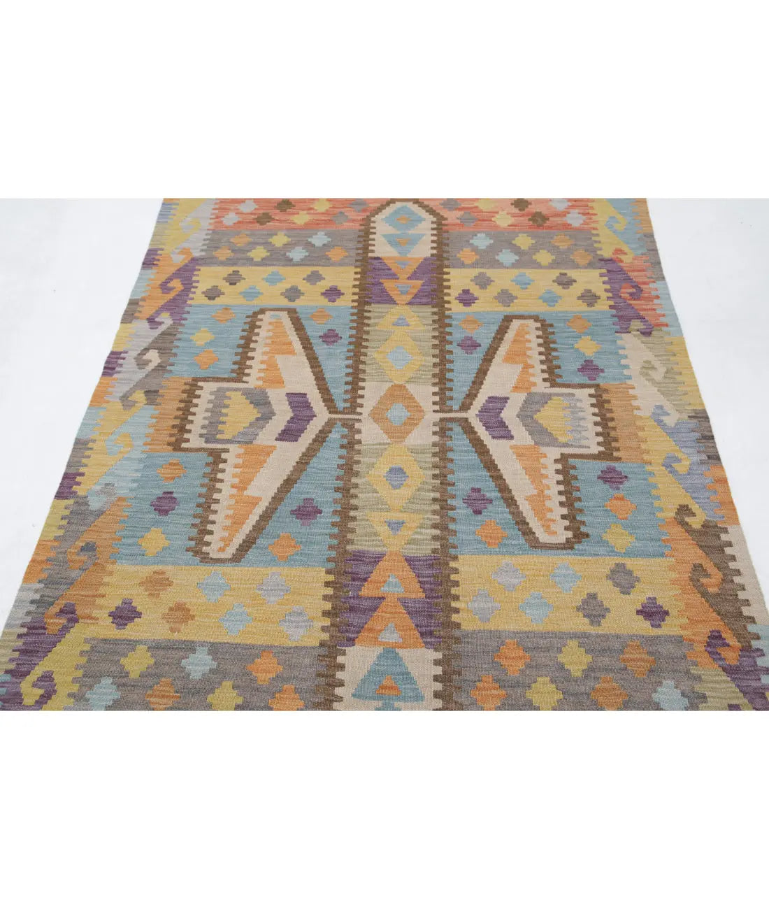 Hand Woven Maimana Kilim Wool Kilim Rug - 4'3'' x 5'10''