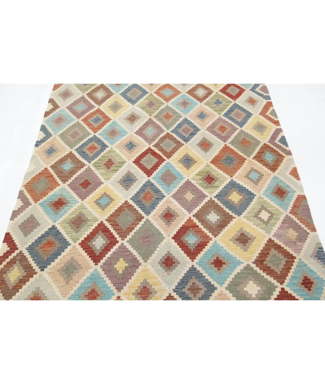 Hand Woven Maimana Kilim Wool Kilim Rug - 4'7'' x 6'9''