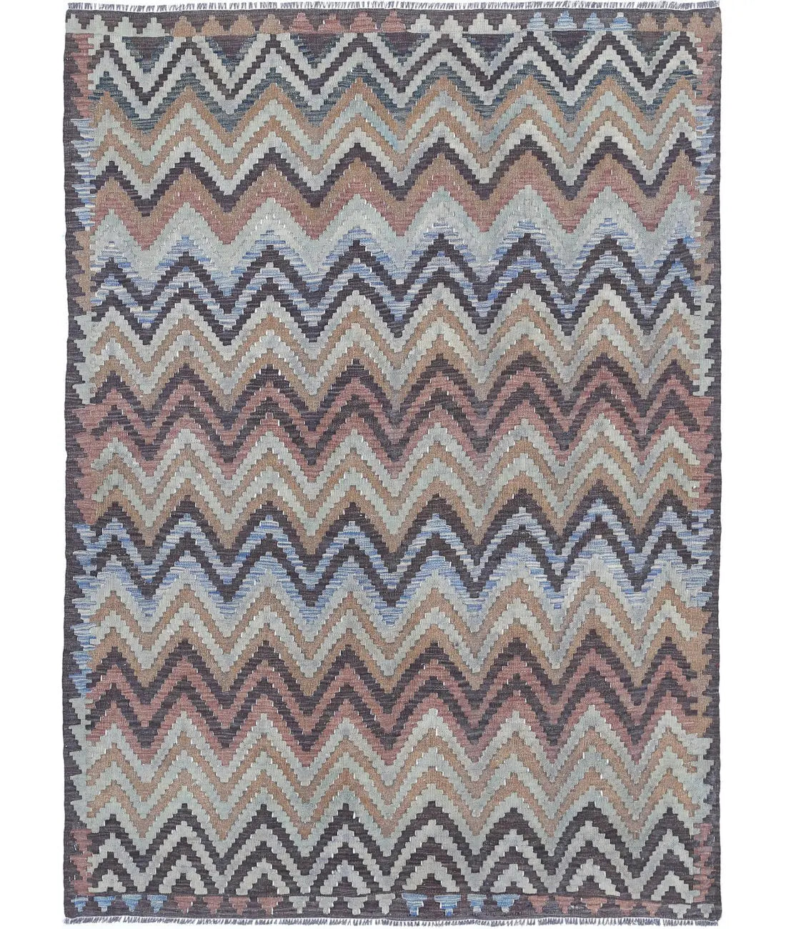 Hand Woven Maimana Kilim Wool Kilim Rug - 4&#39;8&#39;&#39; x 6&#39;6&#39;&#39;