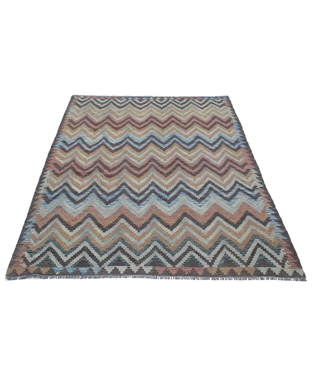 Hand Woven Maimana Kilim Wool Kilim Rug - 4'8'' x 6'6''