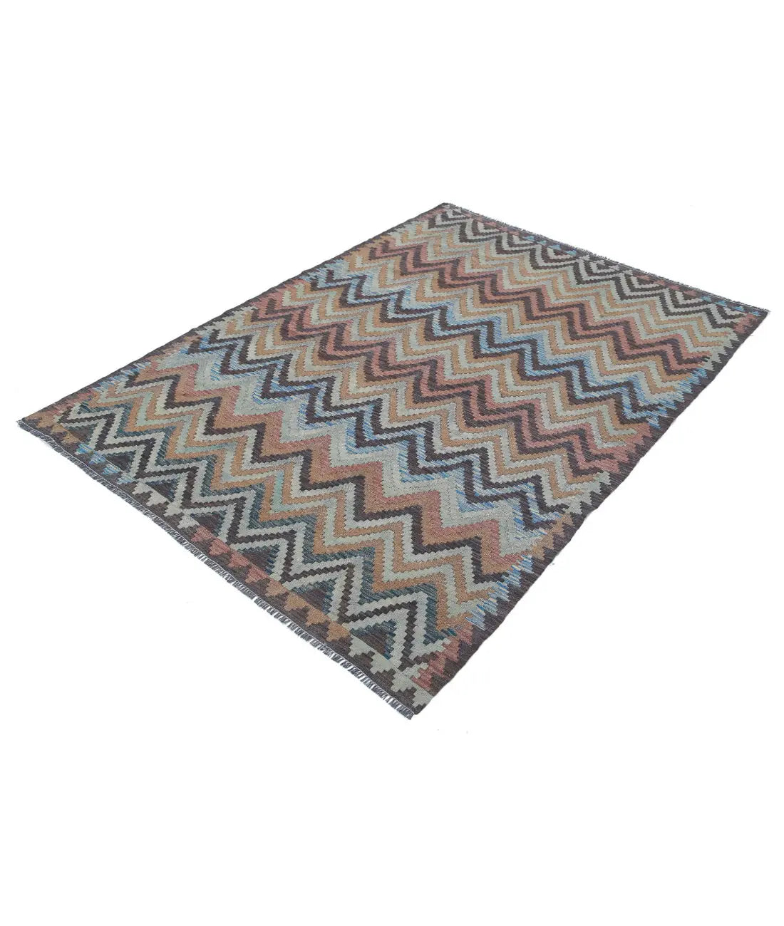 Hand Woven Maimana Kilim Wool Kilim Rug - 4'8'' x 6'6''