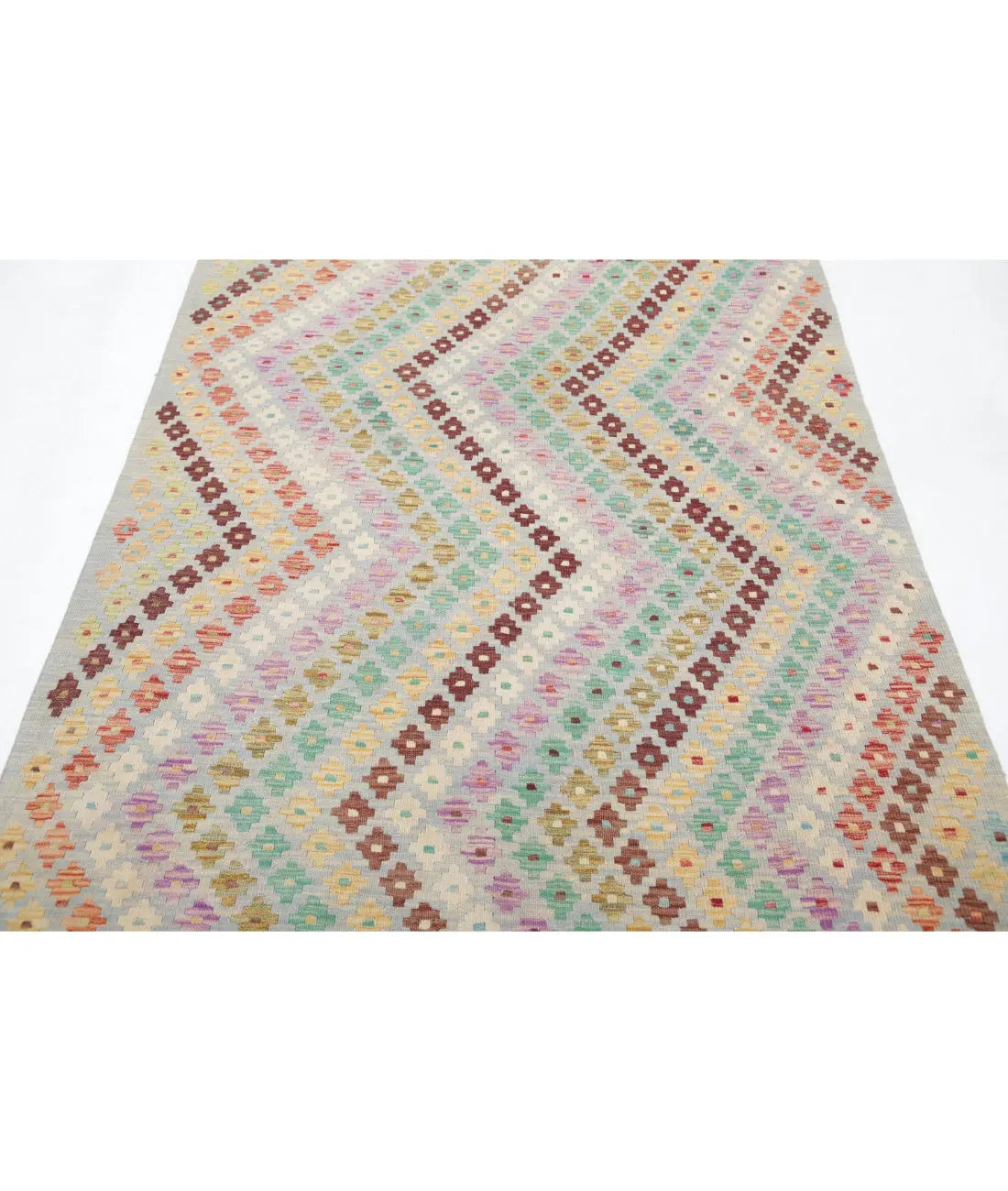 Hand Woven Maimana Kilim Wool Kilim Rug - 4'9'' x 6'5''