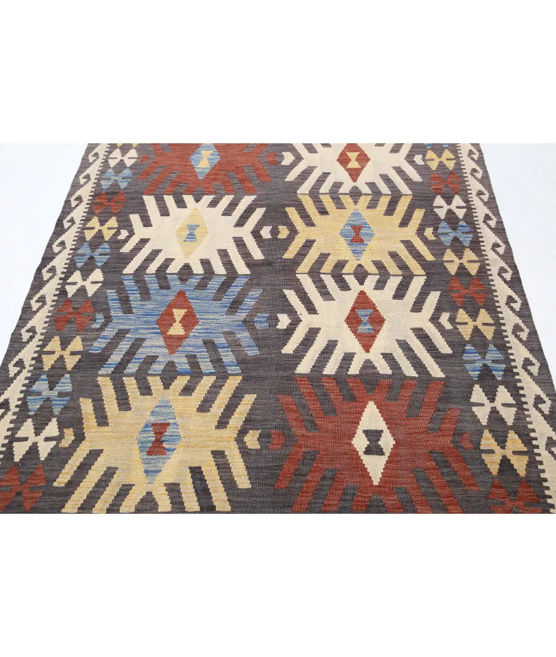 Hand Woven Maimana Kilim Wool Kilim Rug - 4'9'' x 6'6''