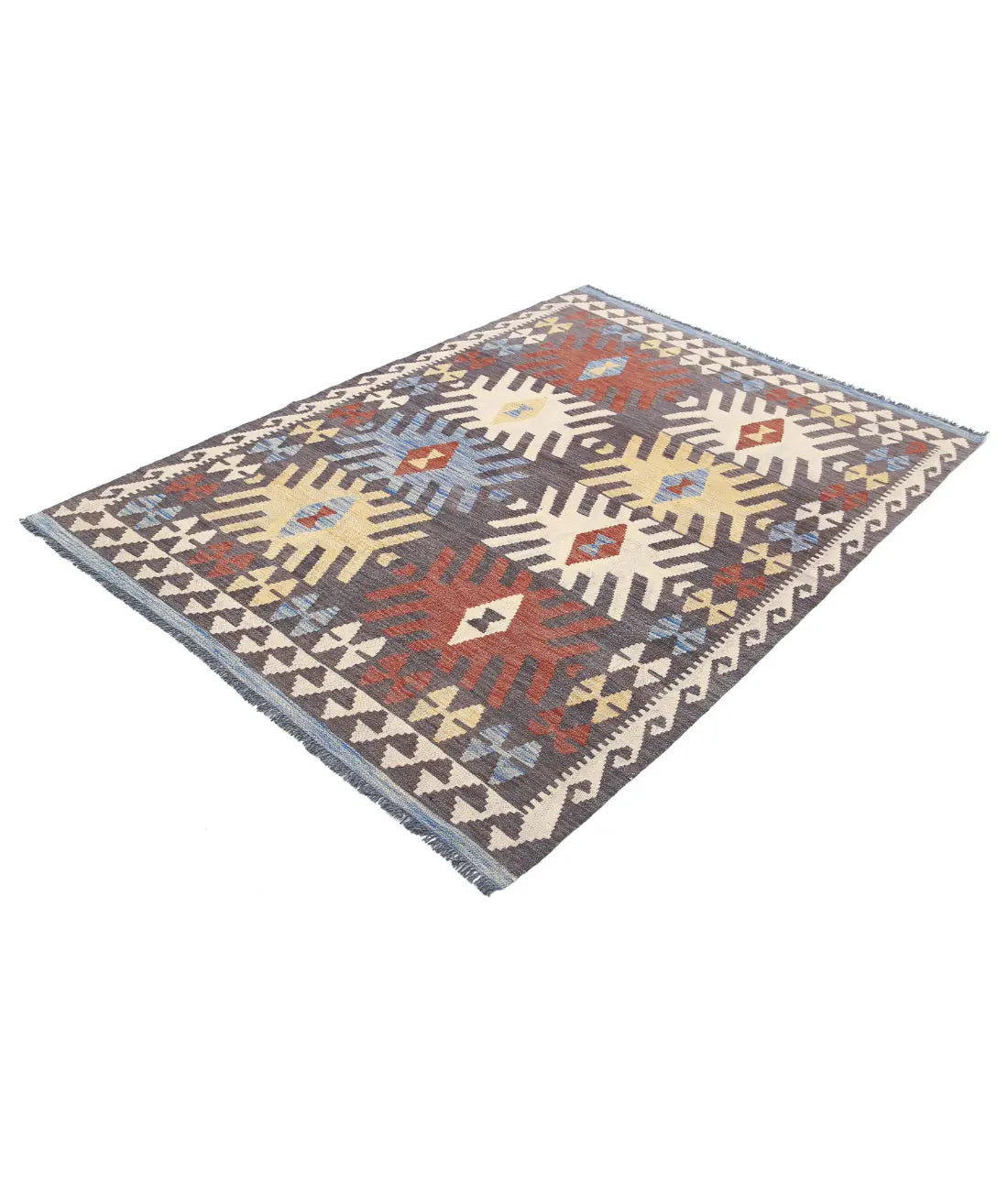 Hand Woven Maimana Kilim Wool Kilim Rug - 4'9'' x 6'6''