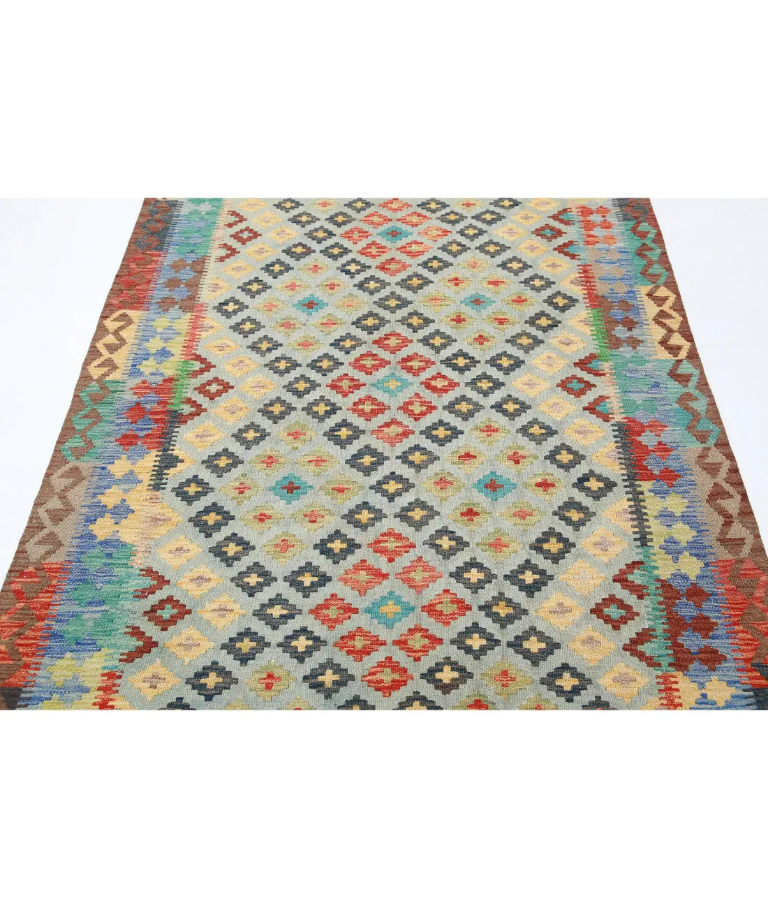 Hand Woven Maimana Kilim Wool Kilim Rug - 4'9'' x 6'6''