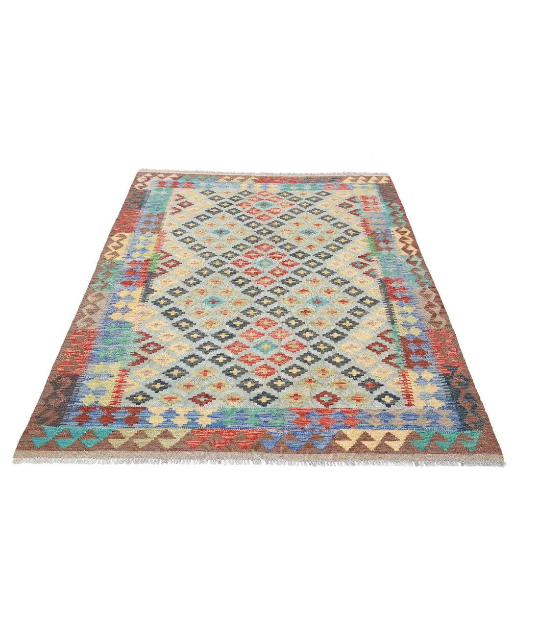 Hand Woven Maimana Kilim Wool Kilim Rug - 4'9'' x 6'6''