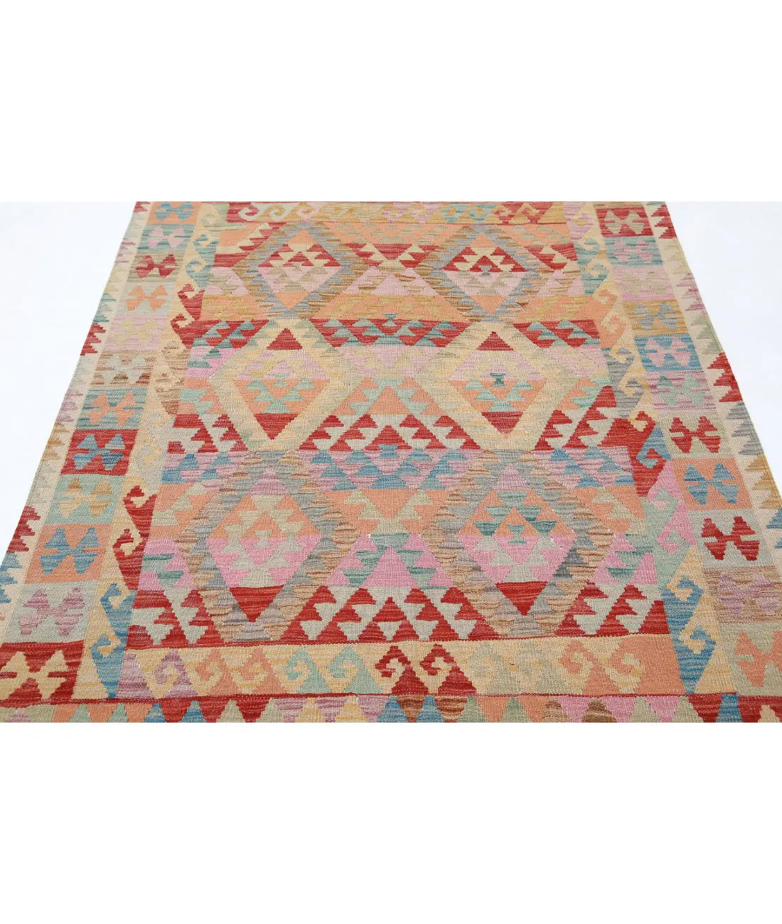 Hand Woven Maimana Kilim Wool Kilim Rug - 4'9'' x 6'6''