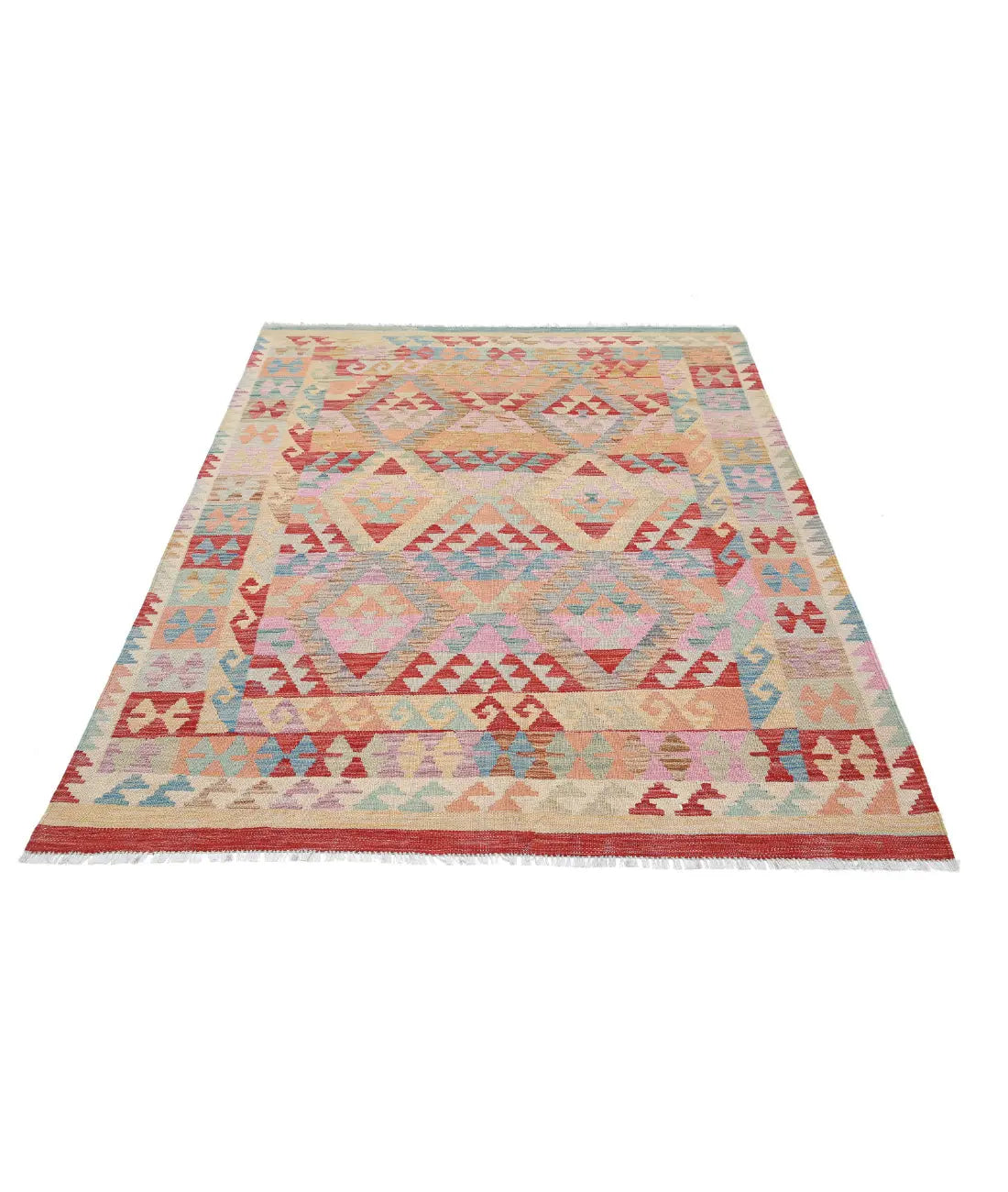 Hand Woven Maimana Kilim Wool Kilim Rug - 4'9'' x 6'6''