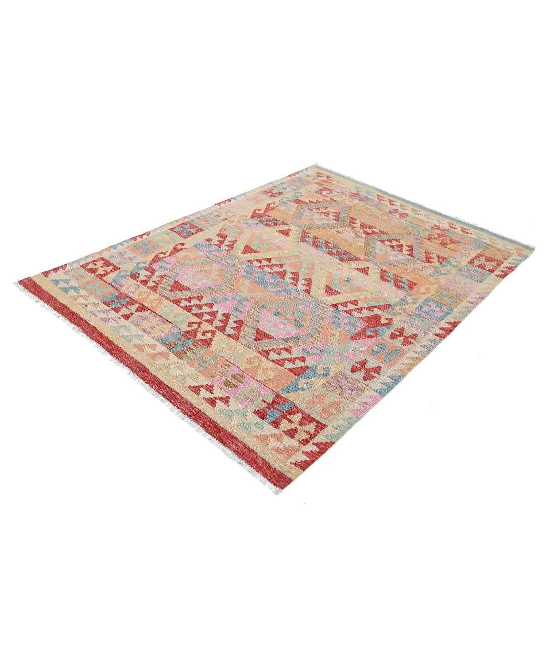 Hand Woven Maimana Kilim Wool Kilim Rug - 4'9'' x 6'6''