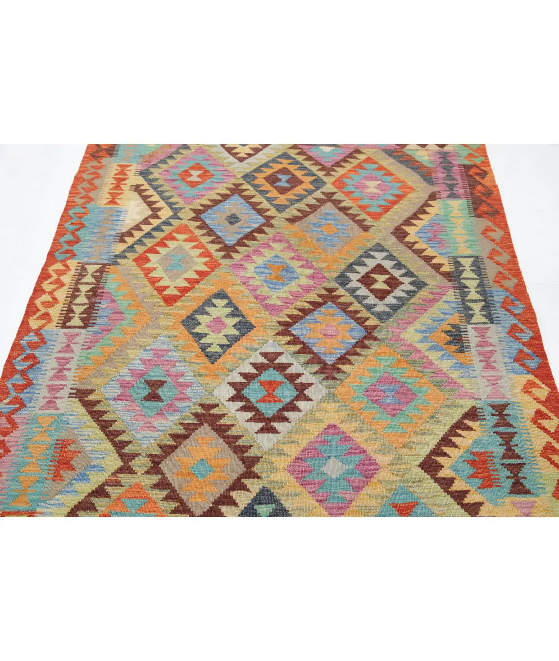 Hand Woven Maimana Kilim Wool Kilim Rug - 4'9'' x 6'6''