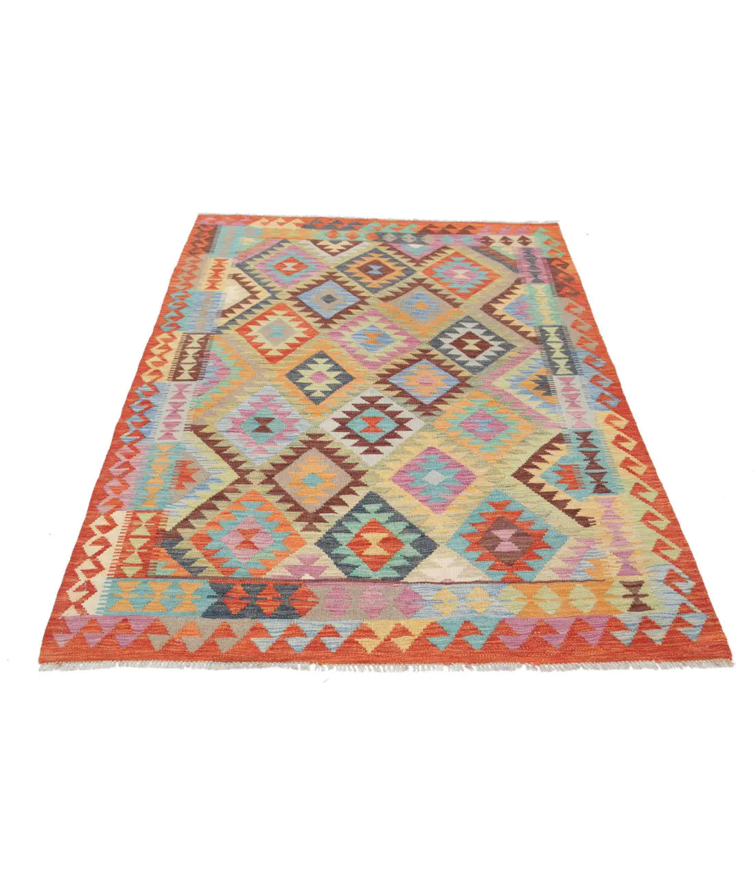 Hand Woven Maimana Kilim Wool Kilim Rug - 4'9'' x 6'6''