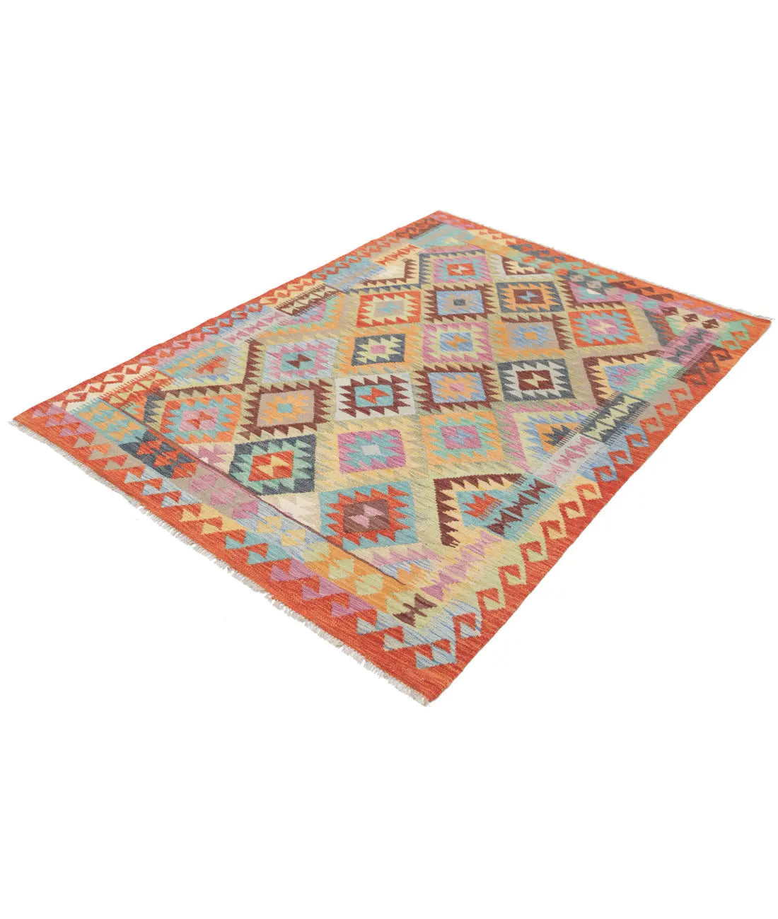 Hand Woven Maimana Kilim Wool Kilim Rug - 4'9'' x 6'6''