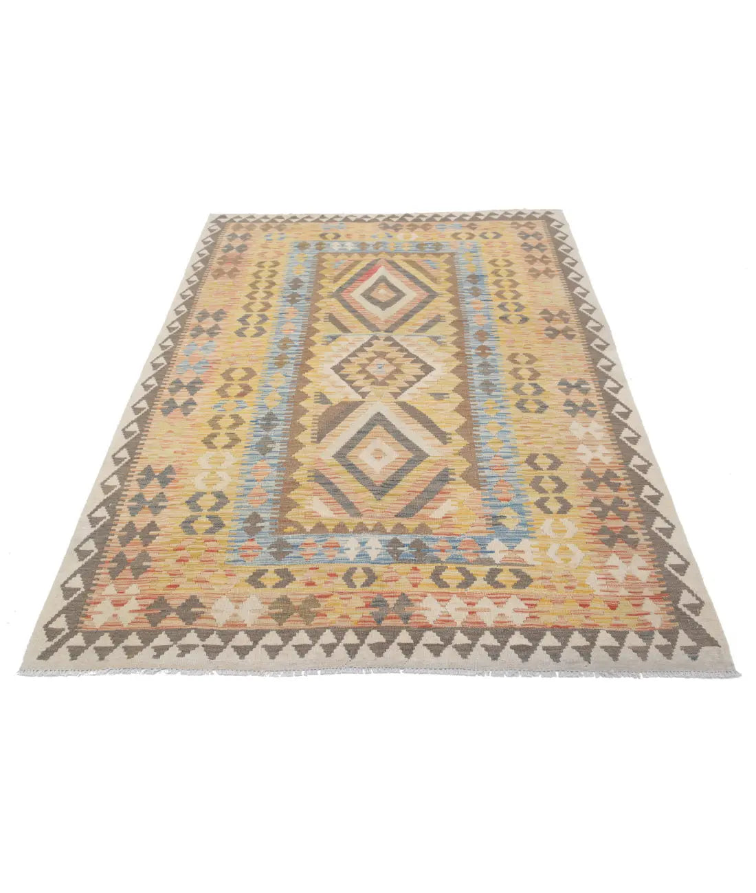 Hand Woven Maimana Kilim Wool Kilim Rug - 5'0'' x 7'8''