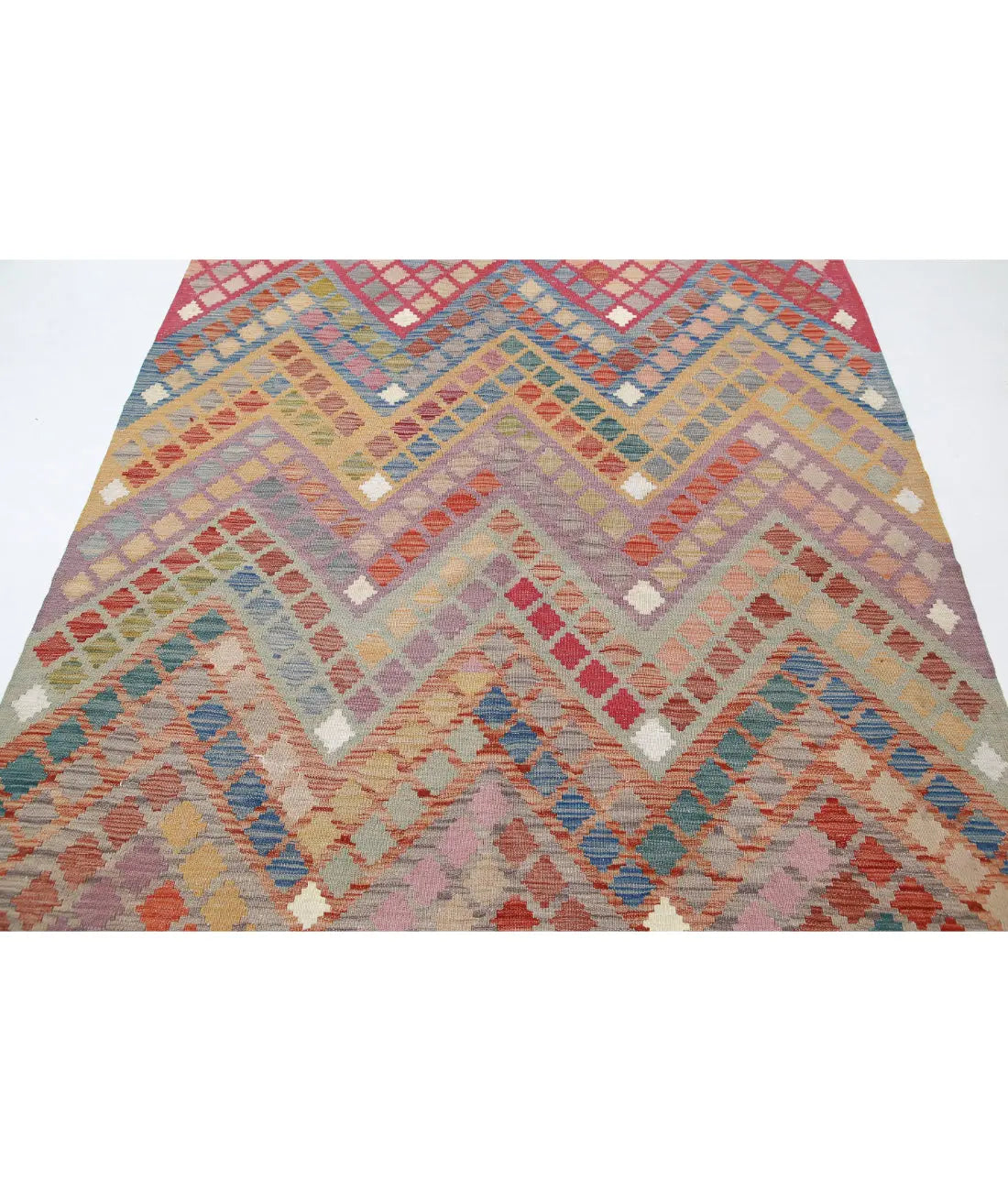 Hand Woven Maimana Kilim Wool Kilim Rug - 5'10'' x 7'3''