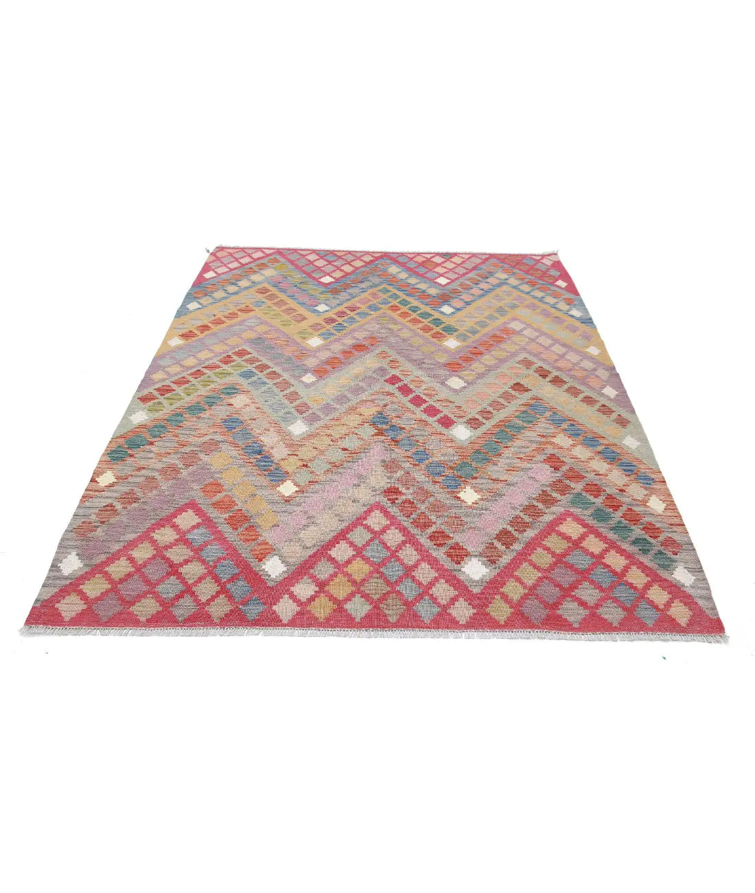 Hand Woven Maimana Kilim Wool Kilim Rug - 5'10'' x 7'3''