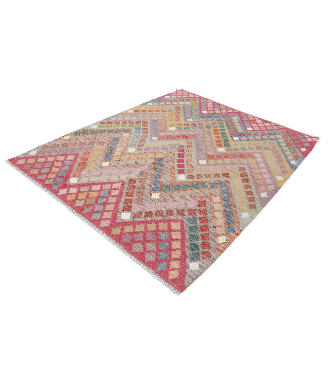 Hand Woven Maimana Kilim Wool Kilim Rug - 5'10'' x 7'3''